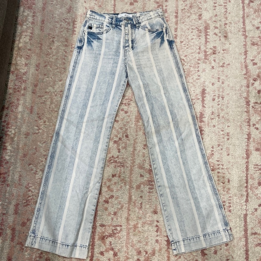 White wash “stripe” jeans